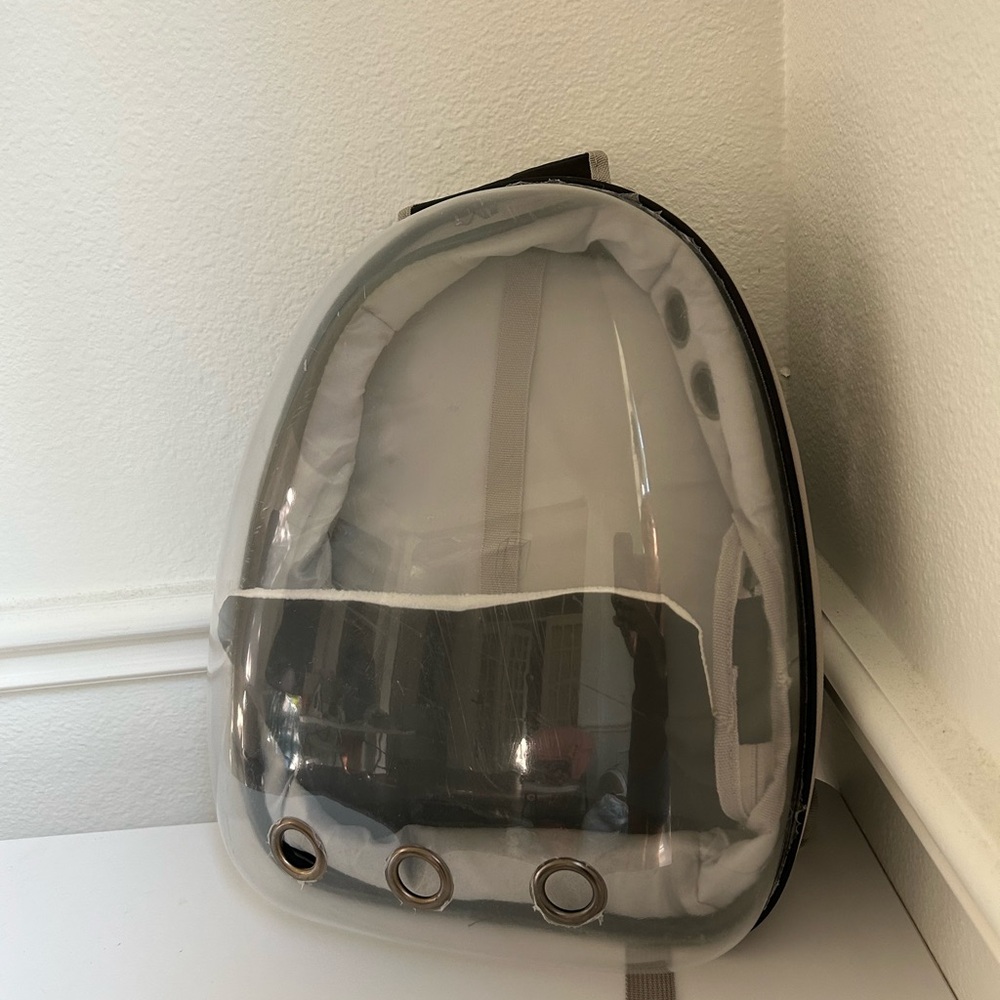 Clear Small Pet Bubble Carrier Backpack with Black Trim